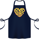 Love Word Art Heart Shape Anti-War Hippy Cotton Apron 100% Organic Navy Blue