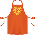Love Word Art Heart Shape Anti-War Hippy Cotton Apron 100% Organic Orange