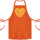 Love Word Art Heart Shape Anti-War Hippy Cotton Apron 100% Organic Orange