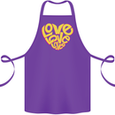 Love Word Art Heart Shape Anti-War Hippy Cotton Apron 100% Organic Purple