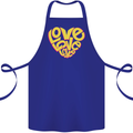 Love Word Art Heart Shape Anti-War Hippy Cotton Apron 100% Organic Royal Blue