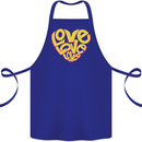 Love Word Art Heart Shape Anti-War Hippy Cotton Apron 100% Organic Royal Blue