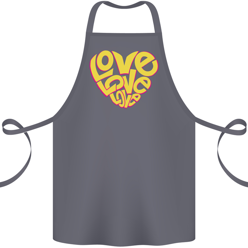 Love Word Art Heart Shape Anti-War Hippy Cotton Apron 100% Organic Steel