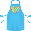 Love Word Art Heart Shape Anti-War Hippy Cotton Apron 100% Organic Turquoise