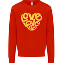 Love Word Art Heart Shape Anti-War Hippy Kids Sweatshirt Jumper Bright Red