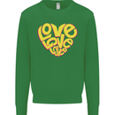 Love Word Art Heart Shape Anti-War Hippy Kids Sweatshirt Jumper Irish Green