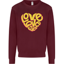 Love Word Art Heart Shape Anti-War Hippy Kids Sweatshirt Jumper Maroon