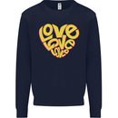Love Word Art Heart Shape Anti-War Hippy Kids Sweatshirt Jumper Navy Blue