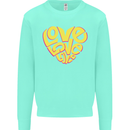Love Word Art Heart Shape Anti-War Hippy Kids Sweatshirt Jumper Peppermint
