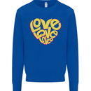 Love Word Art Heart Shape Anti-War Hippy Kids Sweatshirt Jumper Royal Blue