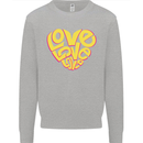 Love Word Art Heart Shape Anti-War Hippy Kids Sweatshirt Jumper Sports Grey