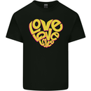 Love Word Art Heart Shape Anti-War Hippy Kids T-Shirt Childrens Black