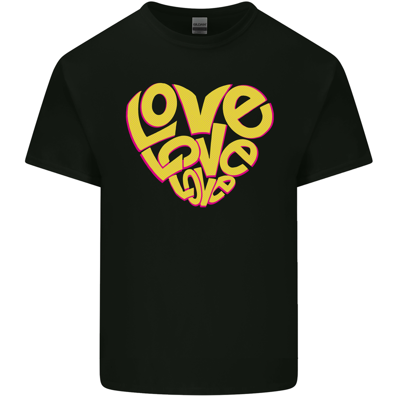 Love Word Art Heart Shape Anti-War Hippy Kids T-Shirt Childrens Black