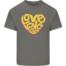 Love Word Art Heart Shape Anti-War Hippy Kids T-Shirt Childrens Charcoal