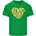 Love Word Art Heart Shape Anti-War Hippy Kids T-Shirt Childrens Irish Green