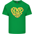 Love Word Art Heart Shape Anti-War Hippy Kids T-Shirt Childrens Irish Green