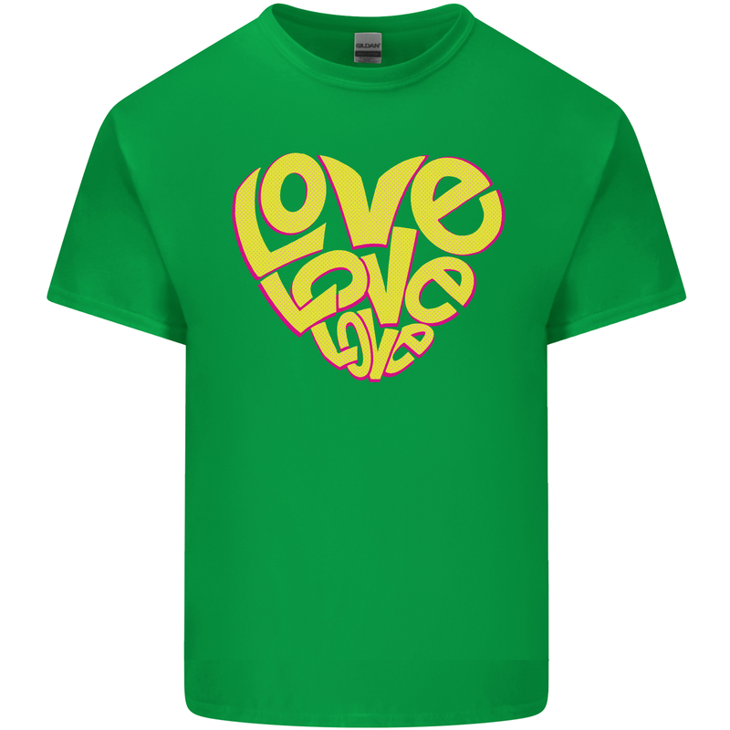 Love Word Art Heart Shape Anti-War Hippy Kids T-Shirt Childrens Irish Green