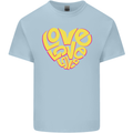 Love Word Art Heart Shape Anti-War Hippy Kids T-Shirt Childrens Light Blue