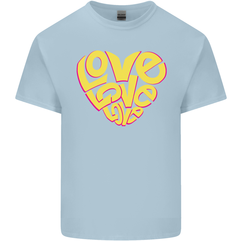 Love Word Art Heart Shape Anti-War Hippy Kids T-Shirt Childrens Light Blue