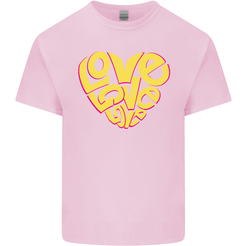 Love Word Art Heart Shape Anti-War Hippy Kids T-Shirt Childrens Light Pink
