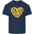 Love Word Art Heart Shape Anti-War Hippy Kids T-Shirt Childrens Navy Blue
