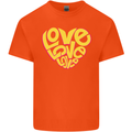 Love Word Art Heart Shape Anti-War Hippy Kids T-Shirt Childrens Orange