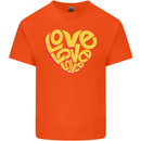 Love Word Art Heart Shape Anti-War Hippy Kids T-Shirt Childrens Orange