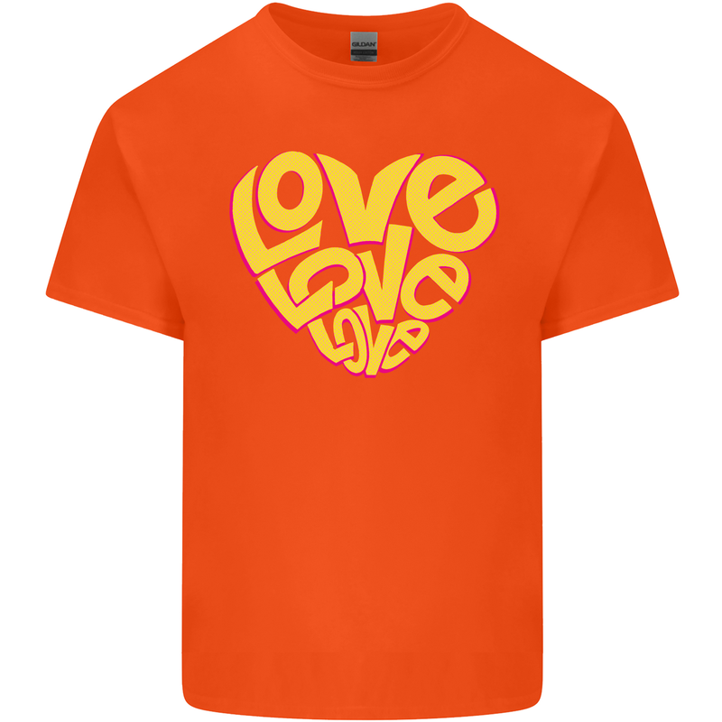 Love Word Art Heart Shape Anti-War Hippy Kids T-Shirt Childrens Orange