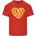 Love Word Art Heart Shape Anti-War Hippy Kids T-Shirt Childrens Red