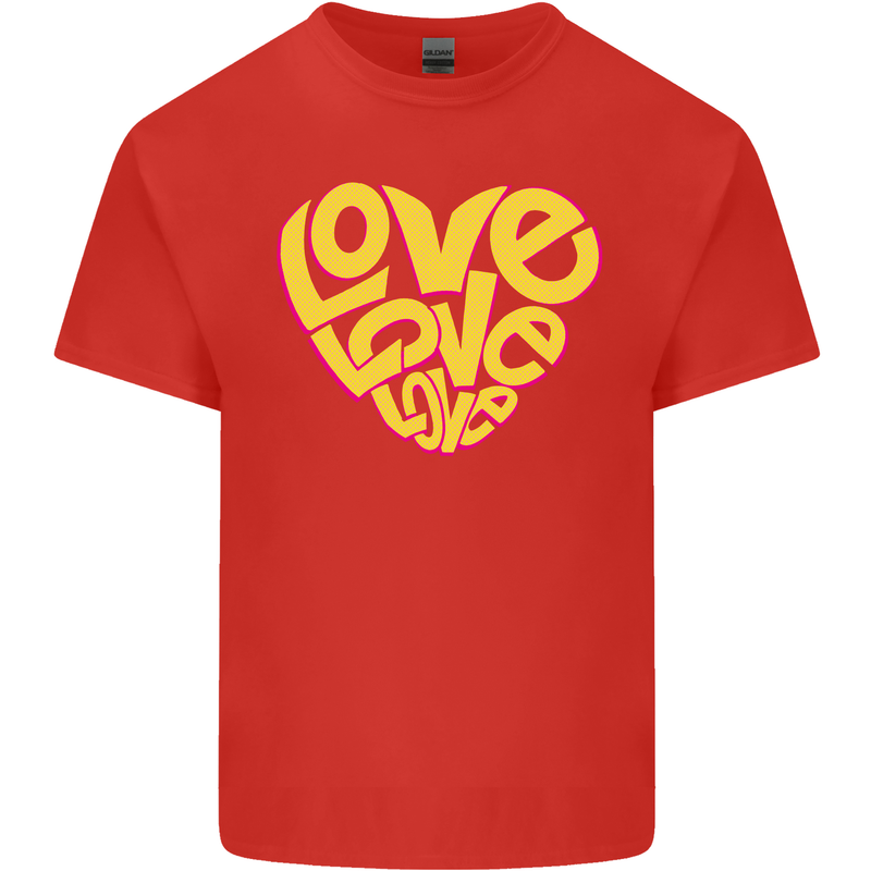 Love Word Art Heart Shape Anti-War Hippy Kids T-Shirt Childrens Red