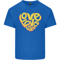 Love Word Art Heart Shape Anti-War Hippy Kids T-Shirt Childrens Royal Blue