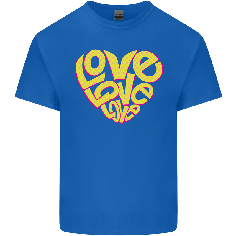 Love Word Art Heart Shape Anti-War Hippy Kids T-Shirt Childrens Royal Blue