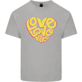 Love Word Art Heart Shape Anti-War Hippy Kids T-Shirt Childrens Sports Grey