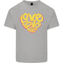 Love Word Art Heart Shape Anti-War Hippy Kids T-Shirt Childrens Sports Grey