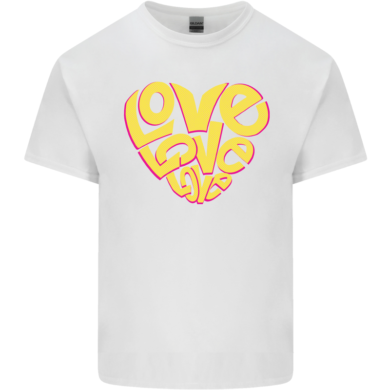 Love Word Art Heart Shape Anti-War Hippy Kids T-Shirt Childrens White