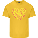 Love Word Art Heart Shape Anti-War Hippy Kids T-Shirt Childrens Yellow