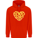 Love Word Art Heart Shape Anti-War Hippy Mens 80% Cotton Hoodie Bright Red