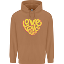 Love Word Art Heart Shape Anti-War Hippy Mens 80% Cotton Hoodie Caramel Latte