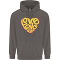 Love Word Art Heart Shape Anti-War Hippy Mens 80% Cotton Hoodie Charcoal