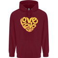 Love Word Art Heart Shape Anti-War Hippy Mens 80% Cotton Hoodie Maroon
