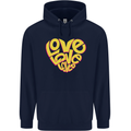 Love Word Art Heart Shape Anti-War Hippy Mens 80% Cotton Hoodie Navy Blue