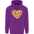 Love Word Art Heart Shape Anti-War Hippy Mens 80% Cotton Hoodie Purple
