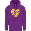 Love Word Art Heart Shape Anti-War Hippy Mens 80% Cotton Hoodie Purple