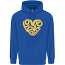 Love Word Art Heart Shape Anti-War Hippy Mens 80% Cotton Hoodie Royal Blue