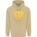 Love Word Art Heart Shape Anti-War Hippy Mens 80% Cotton Hoodie Sand