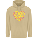Love Word Art Heart Shape Anti-War Hippy Mens 80% Cotton Hoodie Sand