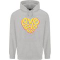 Love Word Art Heart Shape Anti-War Hippy Mens 80% Cotton Hoodie Sports Grey