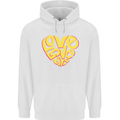 Love Word Art Heart Shape Anti-War Hippy Mens 80% Cotton Hoodie White