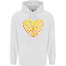 Love Word Art Heart Shape Anti-War Hippy Mens 80% Cotton Hoodie White