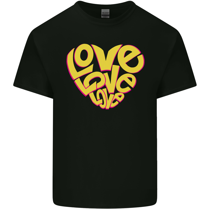 Love Word Art Heart Shape Anti-War Hippy Mens Cotton T-Shirt Tee Top Black